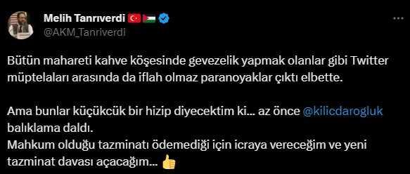 SADAT Başkanı Melih Tanrıverdi, Kılıçdaroğlu'na cevap verdi ve yeni tazminat davası açacaklarını söyledi