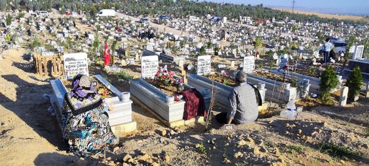 Malatya'da depremzedeler bayram namazı sonrası mezarlıkları ziyaret etti