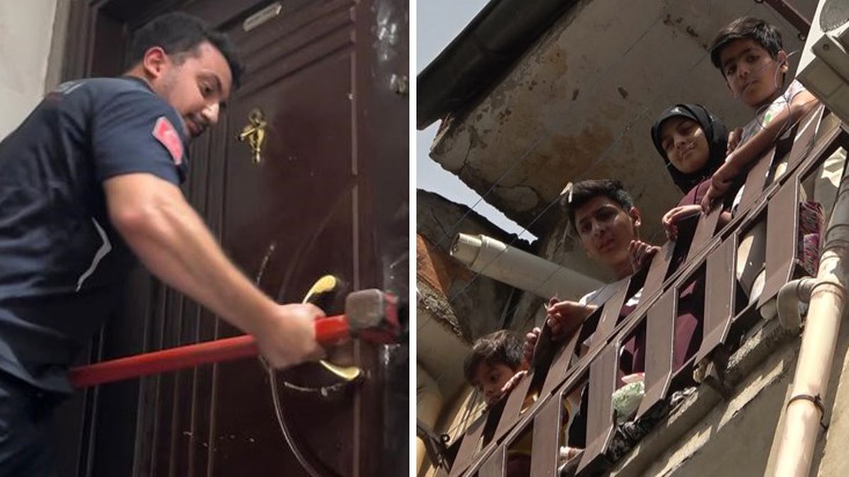 Balyoz kırıldı, çelik kapı açılmadı! Ekipler, ev sahibinin kilitlediği aileyi kurtarmak için seferber oldu