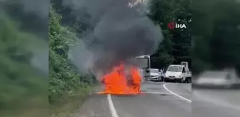 Park halindeki hafif ticari araçta yangın