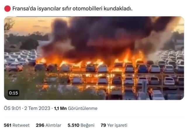Fransa protestolarında ateşe verilen araçlarla ilgili paylaşılan görüntülerin gerçek olduğu iddiası Fransa protestolarında ateşe verilen araçlarla ilgili paylaşılan görüntülerin gerçek olduğu iddiası