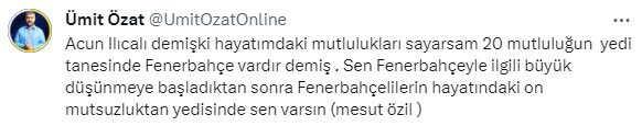 Acun Ilıcalı'nın Fenerbahçe ve Arda Güler sözleri sonrası Ümit Özat çılgına döndü: Ukalalığa bak Acun Ilıcalı'nın Fenerbahçe ve Arda Güler sözleri sonrası Ümit Özat çılgına döndü: Ukalalığa bak
