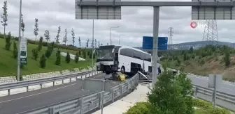 Ümraniye'de yolcu otobüsü refüje çıktı: 1 yaralı