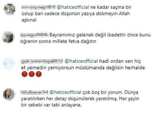 Hatice'nin Kurban Bayramı için 'Katliam' demesi tepki çekti
