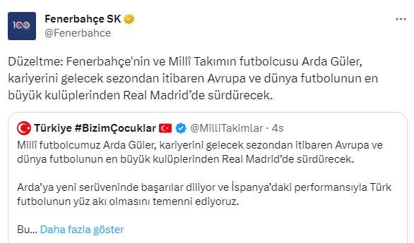 Milli Takım'ın Arda paylaşımı ortalığı karıştırdı! Fenerbahçe'nin yaptığı 'düzeltme'ye yanıt Gençlerbirliği'nden geldi