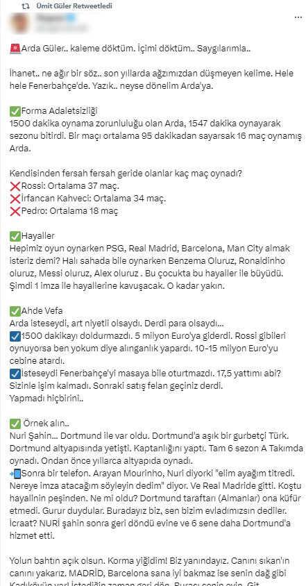 Ortalık fena karıştı! Arda Güler'in babasından Ali Koç'a bomba gönderme Ortalık fena karıştı! Arda Güler'in babasından Ali Koç'a bomba gönderme