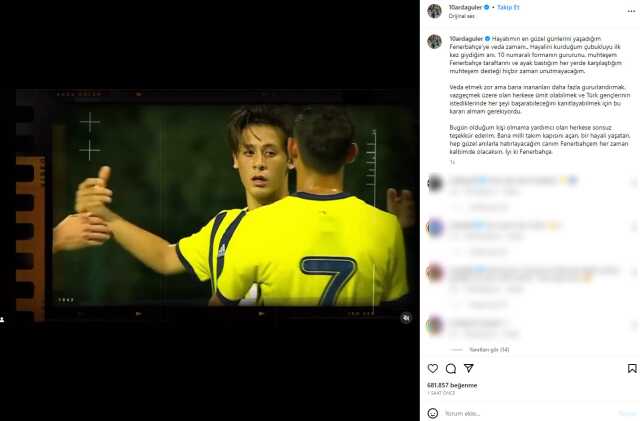 Real Madrid'e transfer olan Arda Güler'den Fenerbahçe'ye duygusal veda: Bu kararı almam gerekiyordu