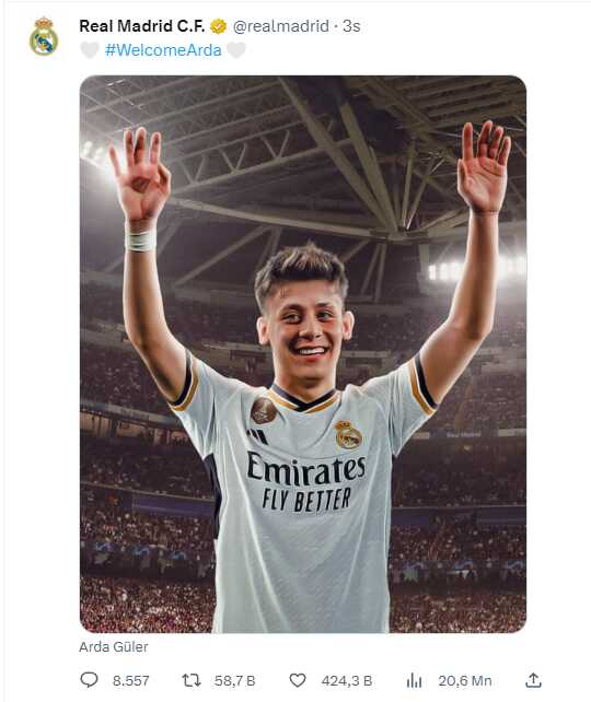Real Madrid sanki günlerdir bu anı bekliyormuş! Arda Güler paylaşımlarının arkası gelmiyor