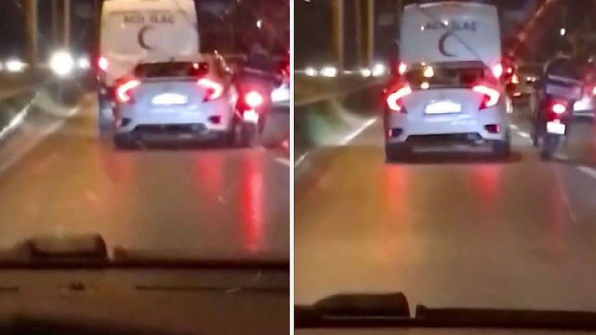Trafikte makas atarak ilerledi! Aracını kendisini uyaran motosikletlinin üzerine sürdü