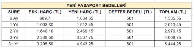 Yüzde 50'lik harç zammıyla birlikte fiyatlar arttı! İşte yeni pasaport bedelleri