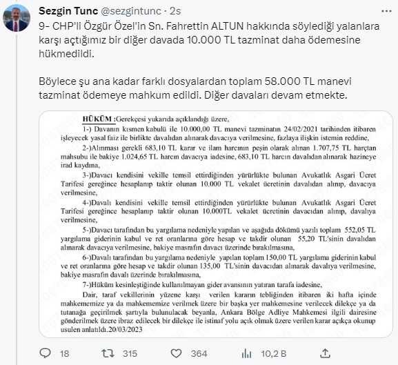 CHP'li Özgür Özel, Fahrettin Altun hakkındaki iddiaları nedeniyle tazminat ödeyecek