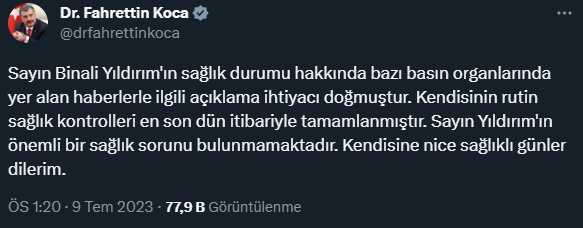 Binali Yıldırım kalp krizi mi geçirdi? İddialara yanıt Bakan Koca'dan geldi