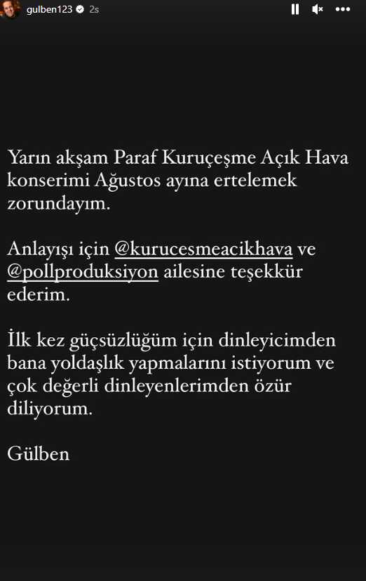 Özkan Uğur'un ölümü Gülben Ergen'i yıktı! 'Güçsüzüm' diyerek yarınki konserini erteledi