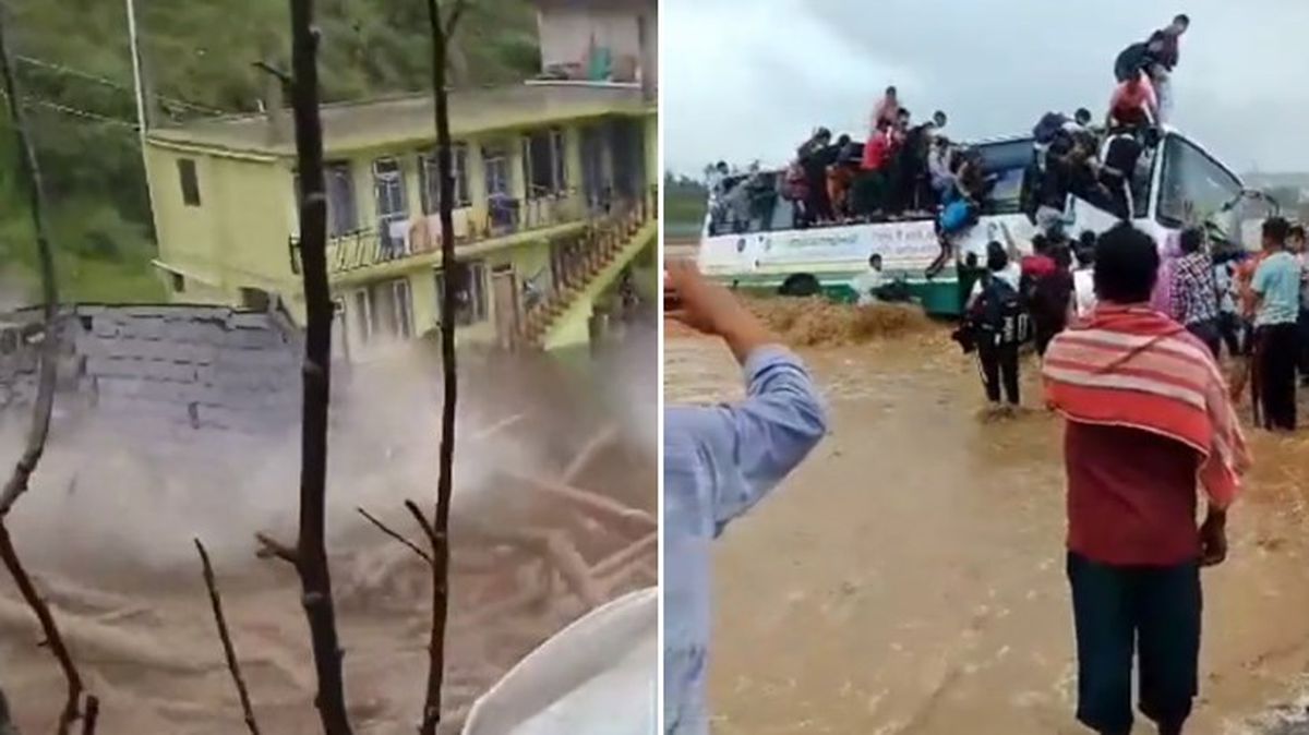 Hindistan felaketi yaşıyor! Sel suları evler dahil önüne ne çıkarsa sürükleyip götürdü