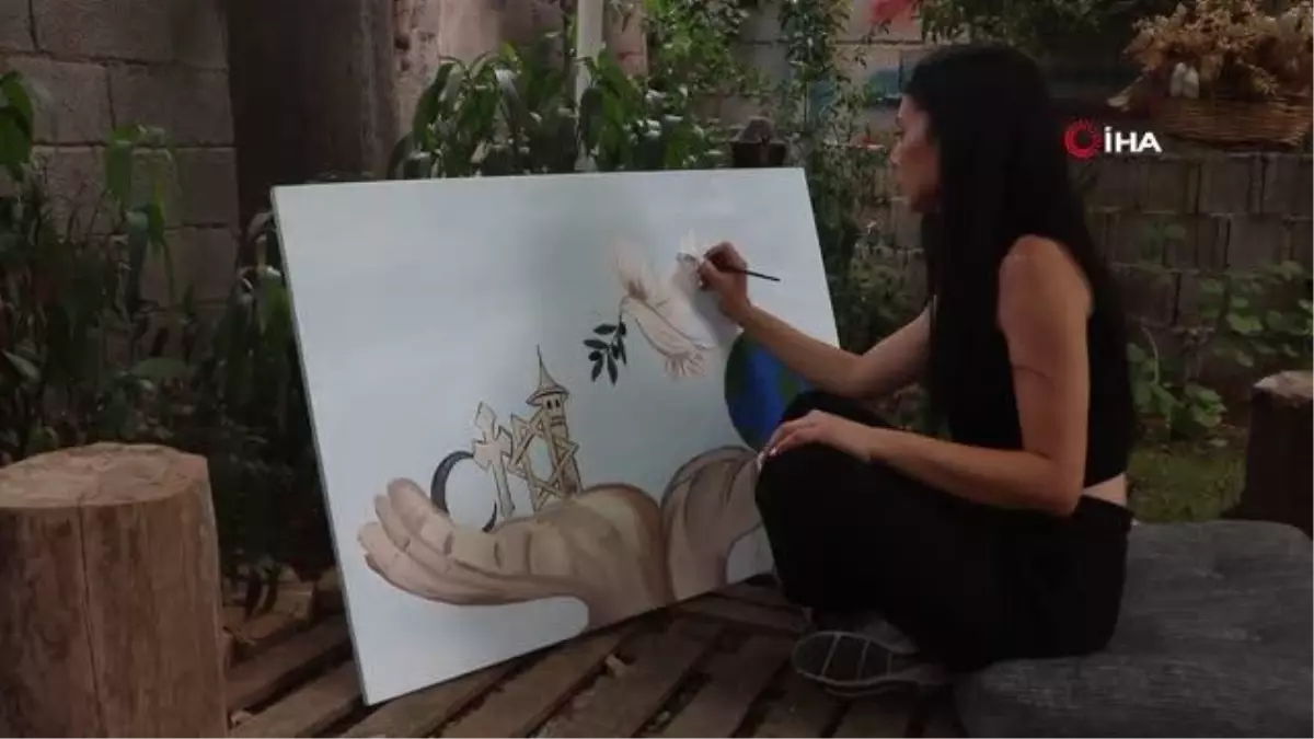 Depremzede ressamın tablosu, çocuklar için mutluluk oldu