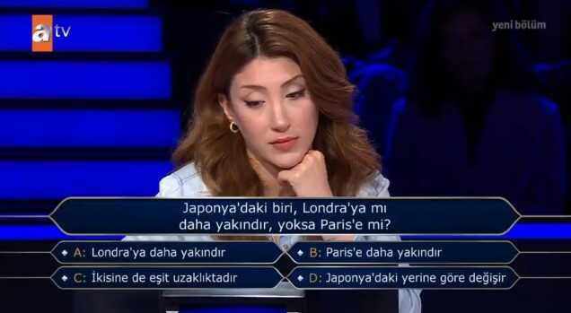 (Japonya'daki biri, Londra'ya mı daha yakındır...) Kim Milyoner Olmak İster 11 Temmuz Sorusu Cevabı Nedir? Kim Milyoner Olmak İster 100 Bin TL soru!