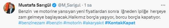 Akaryakıta yapılan ÖTV zammı sosyal medyayı ayağa kaldırdı! 'KontakKapat' etiketi kısa sürede TT oldu