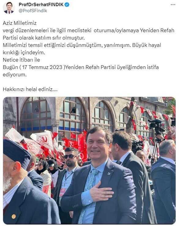 Yeniden Refah Partisi'nde 'Vergi' çatlağı! Erbakan'ın danışmanı zehir zemberek sözlerle istifa etti Yeniden Refah Partisi'nde 'Vergi' çatlağı! Erbakan'ın danışmanı zehir zemberek sözlerle istifa etti