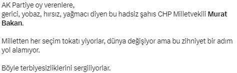 CHP'li Murat Bakan'dan Cumhur İttifakı ve seçmenlerine ağır sözler