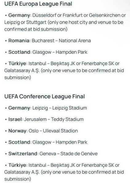 Devreye girdiler! 3 büyüklerden UEFA Avrupa Ligi ve Konferans Ligi finaline ev sahipliği için başvuru