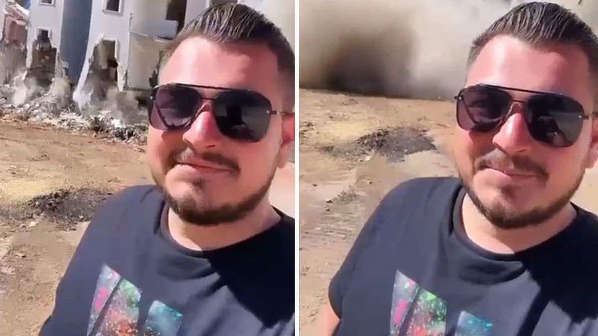 Yıkımı yapılan binanın yanından geçen vatandaş 'İn aşağı' diye bağırdı! Bina yerle bir oldu