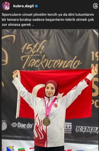 'Utancımız' denilerek hedef gösterilen Ebrar Karakurt'a milli tekvandocu Kübra Dağlı'dan destek 'Utancımız' denilerek hedef gösterilen Ebrar Karakurt'a milli tekvandocu Kübra Dağlı'dan destek