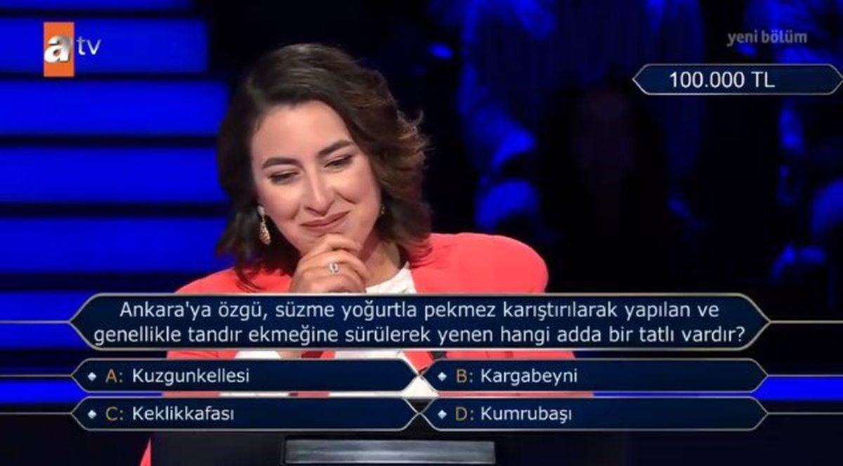 (Ankara'ya özgü, süzme yoğurtla pekmez karıştırılarak...) Kim Milyoner Olmak İster 20 Temmuz Sorusu Cevabı Nedir? 100 Bin TL'lik soru ve cevabı ne?