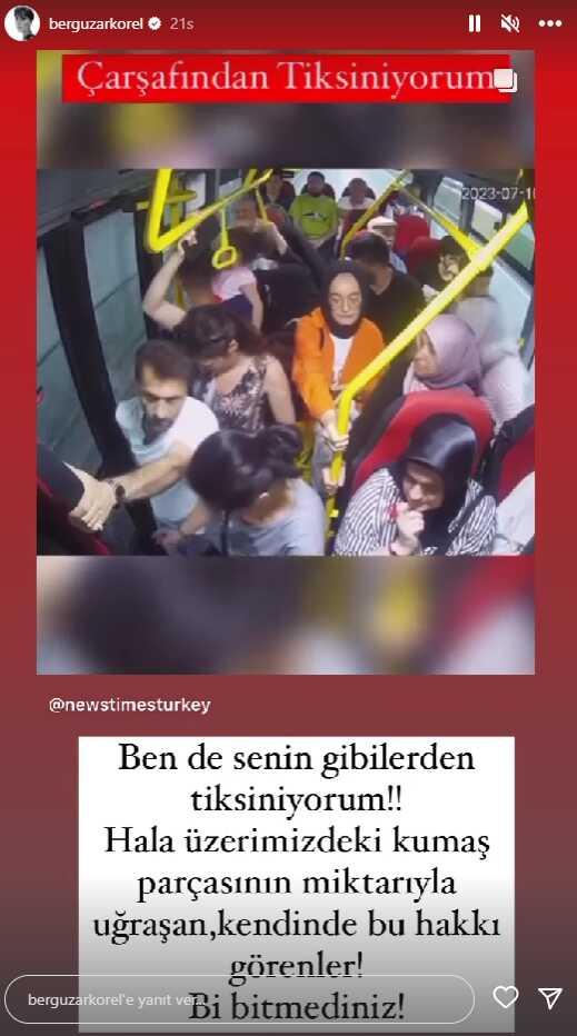 Bergüzar Korel'den çarşaflı gence hakaret eden kadına sert tepki: Ben de senden tiksiniyorum Bergüzar Korel'den çarşaflı gence hakaret eden kadına sert tepki: Ben de senden tiksiniyorum