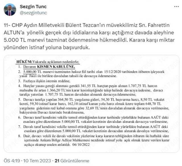 Fahrettin Altun, CHP milletvekillerinden manevi tazminat kazandı Fahrettin Altun, CHP milletvekillerinden manevi tazminat kazandı
