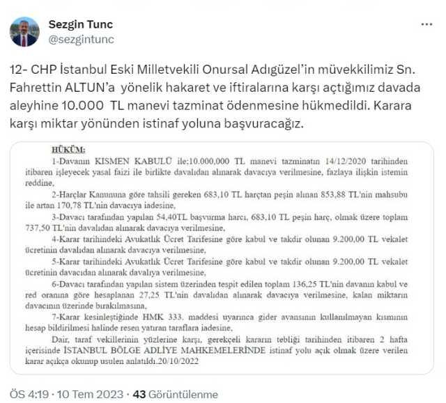 Fahrettin Altun, CHP milletvekillerinden manevi tazminat kazandı Fahrettin Altun, CHP milletvekillerinden manevi tazminat kazandı