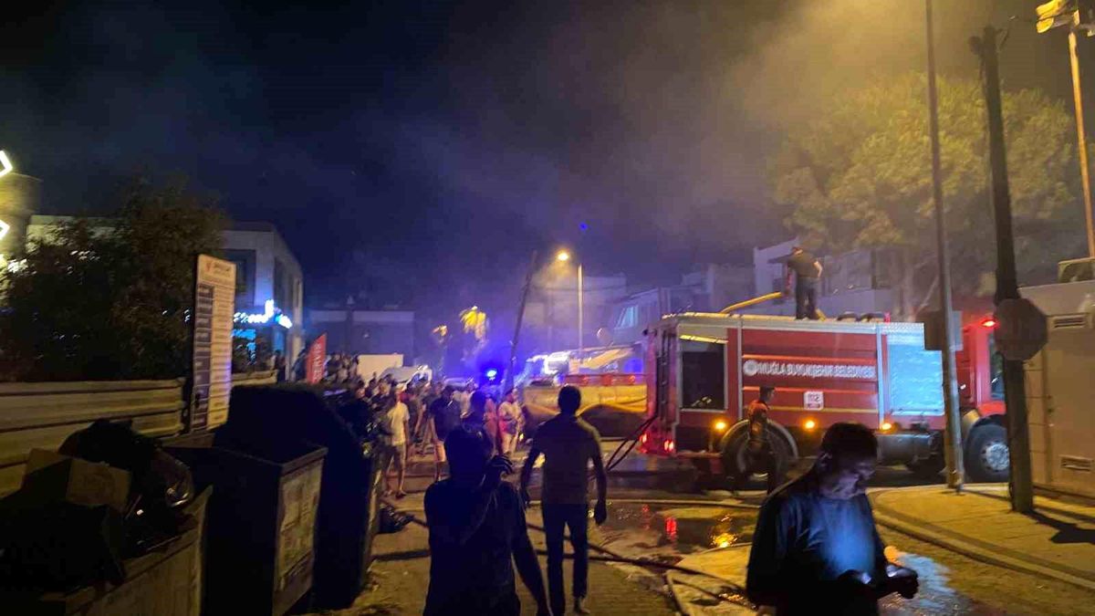 Bodrum'da Park Halindeki Otomobiller Alev Alev Yandı