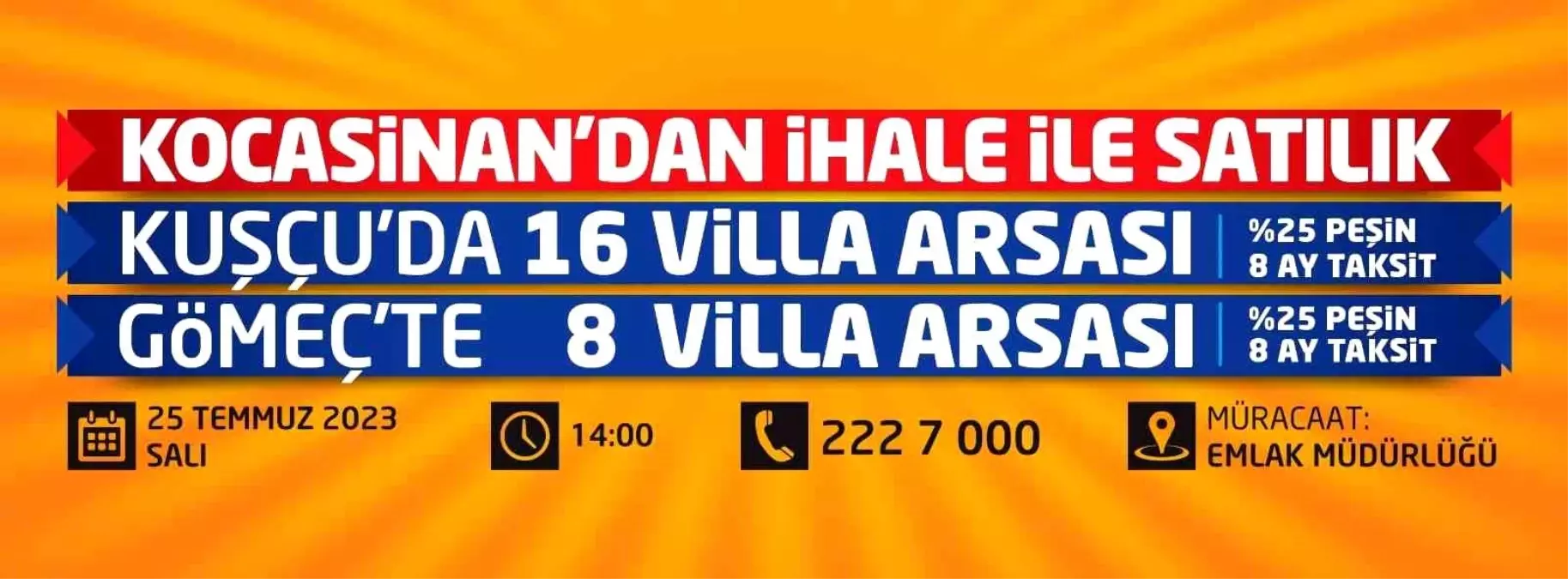 Kocasinan Belediyesi, Kuşçu ve Gömeç'teki villa arsalarını satışa çıkarıyor