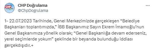İmamoğlu'nun Kılıçdaroğlu'na restine CHP'den yalanlama: İddia gerçek dışı