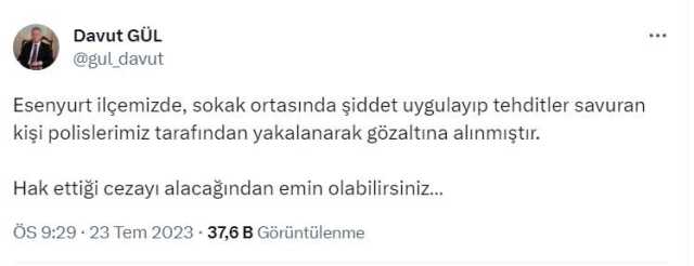 İstanbul Valisi, sokak ortasında kadını döven şüphelinin gözaltına alındığını duyurdu