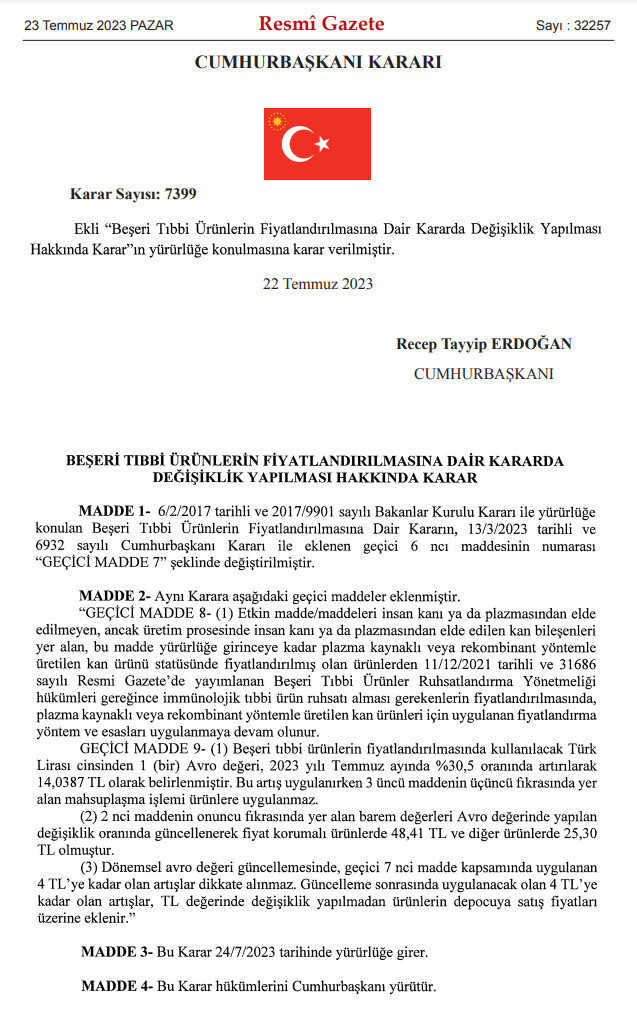 Resmi Gazete'de yayınlandı! İlaç fiyatlandırmasında Euro kuruna yüzde 30,5 zam yapıldı