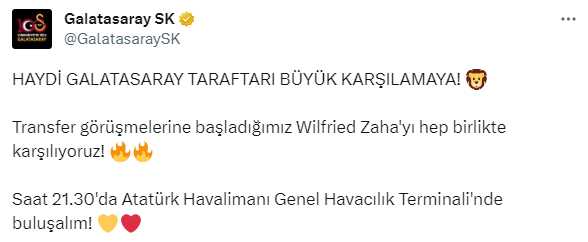 Tek bir istekleri var! Galatasaray, Zaha için taraftarlarına çağrı yaptı