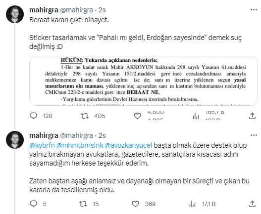 'Erdoğan sayesinde' etiketlerini tasarlayan Mahir Akkoyun, beraat etti 'Erdoğan sayesinde' etiketlerini tasarlayan Mahir Akkoyun, beraat etti