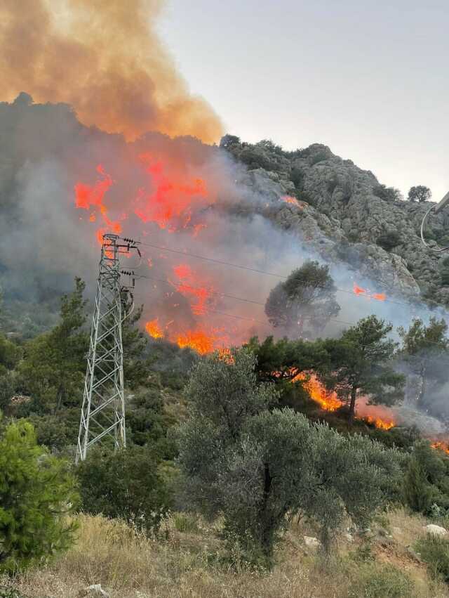 Seydikemer'deki orman yangınını söndürme çalışmaları sürüyor
