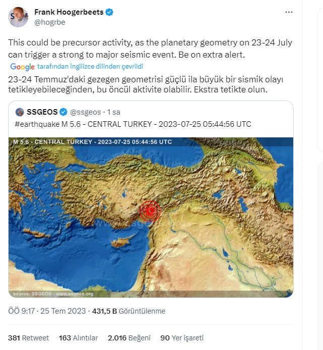 Kahramanmaraş depremini bilen 'Deprem Kahini' Frank Hoogerbeets, Adana depremi sonrası uyardı: Büyük bir sismik olayı tetikleyebilir Kahramanmaraş depremini bilen 'Deprem Kahini' Frank Hoogerbeets, Adana depremi sonrası uyardı: Büyük bir sismik olayı tetikleyebilir