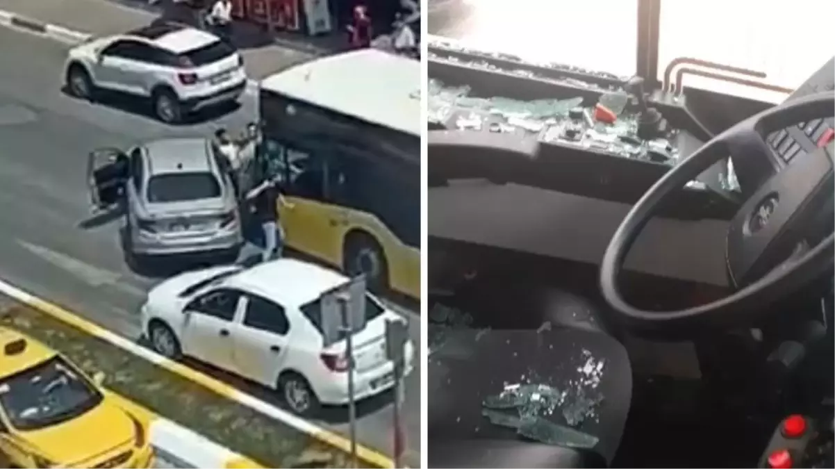 İETT otobüsüne saldırı! Aracın önünü kesip camı kırarak şoförü darbettiler