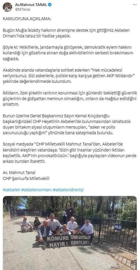 Akbelen'e giden CHP'li Tanal ve Başarır, eylemcilerle tartıştı Akbelen'e giden CHP'li Tanal ve Başarır, eylemcilerle tartıştı