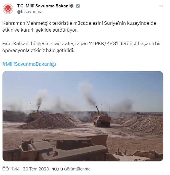 Son Dakika: Fırat Kalkanı bölgesine taciz ateşi açan 12 terörist etkisiz hale getirildi