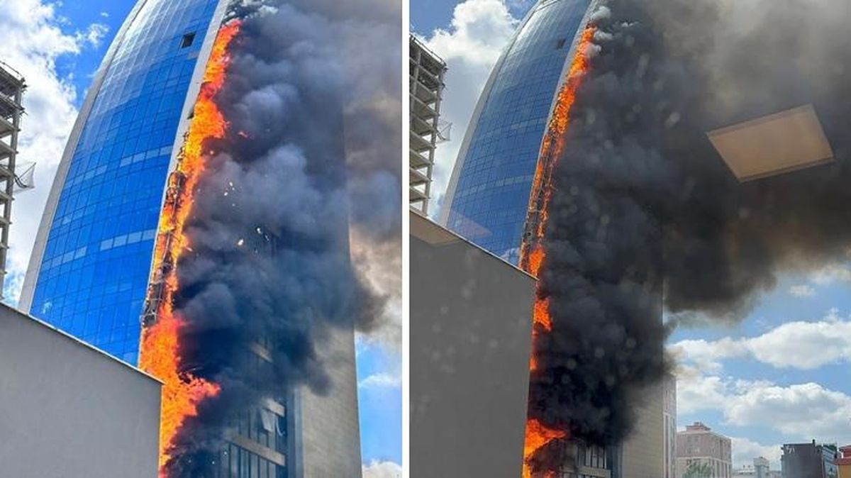 İstanbul'da 17 katlı iş merkezinde yangın! Alevler bir anda binanın dışını sardı