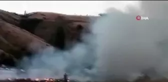 Başkentte saman yüklü kamyonda yangın