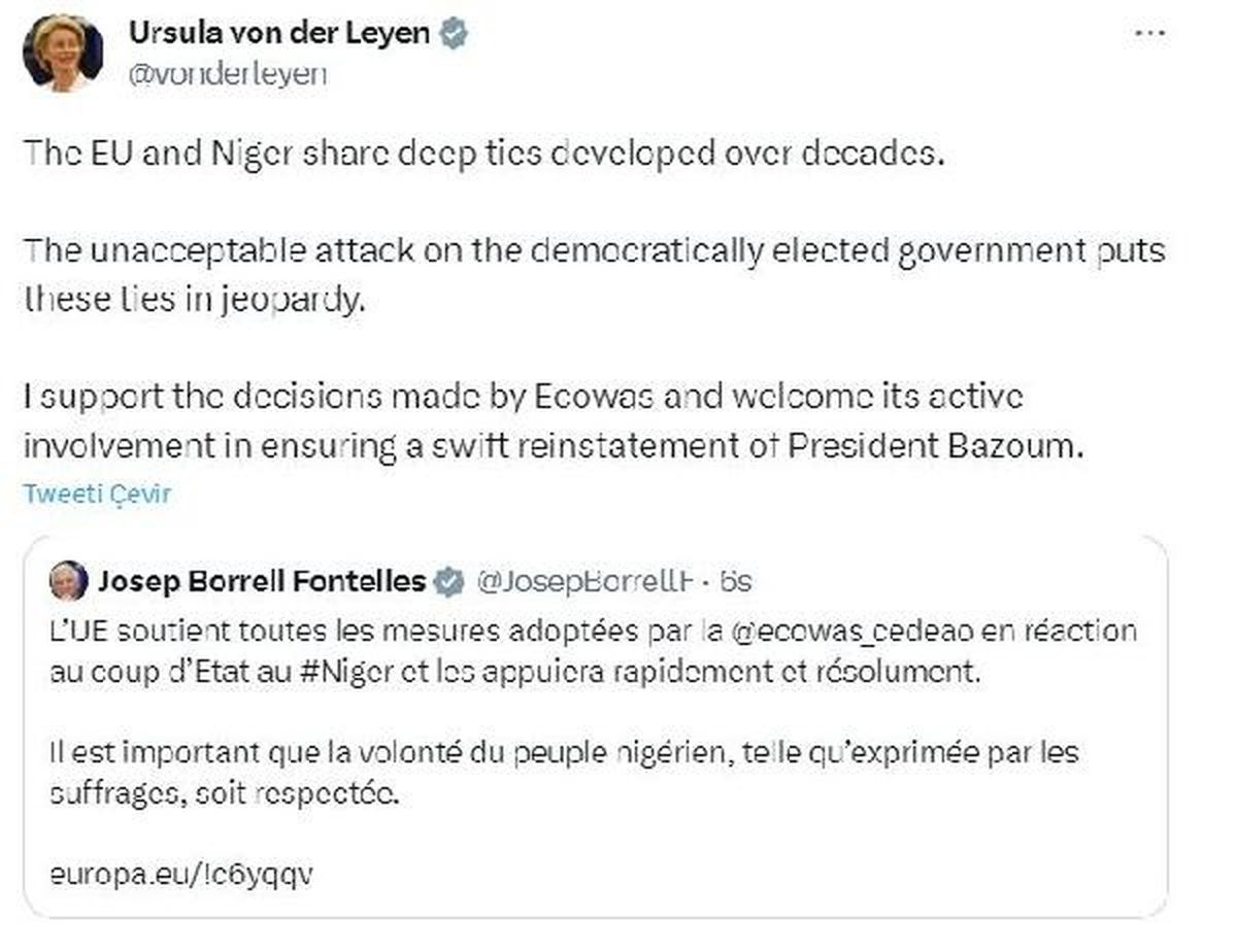 AB, Nijer'deki Darbeyi Kınadı ve ECOWAS Kararlarını Destekliyor