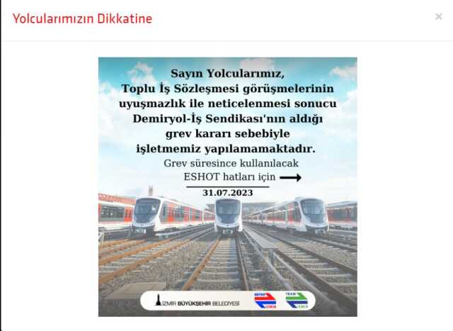 İzmir metro grevi ne zaman 2023? Son dakika! İzmir metro neden çalışmıyor? İzban grevi 2023!