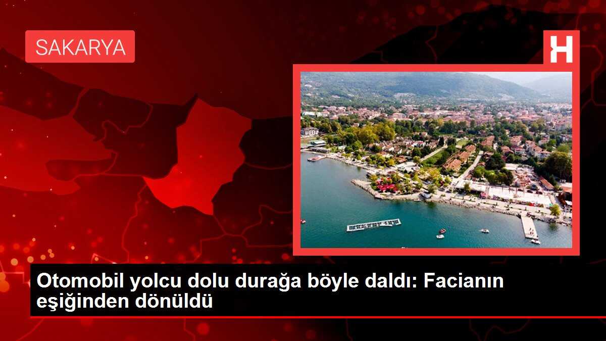 Otomobil yolcu dolu durağa böyle daldı: Facianın eşiğinden dönüldü