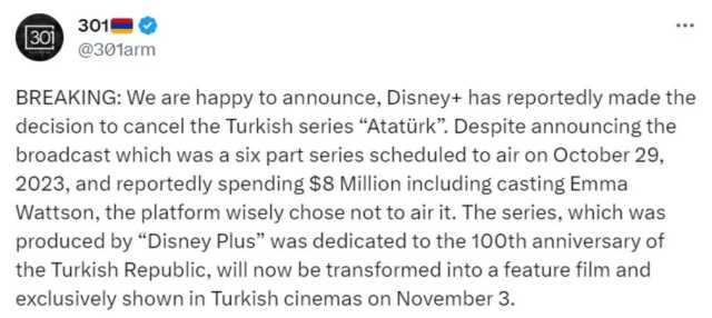 Ermeni lobisinin paylaşımı ortalığı ayağa kaldırdı! Disney'e tepkiler çığ gibi Ermeni lobisinin paylaşımı ortalığı ayağa kaldırdı! Disney'e tepkiler çığ gibi