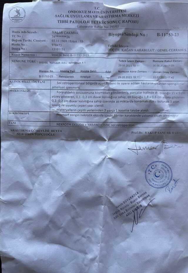 Geçirdiği ameliyatta karnından 3 parça gazlı bez unutuldu! Gerçeği 18 yıl sonra öğrendi Geçirdiği ameliyatta karnından 3 parça gazlı bez unutuldu! Gerçeği 18 yıl sonra öğrendi