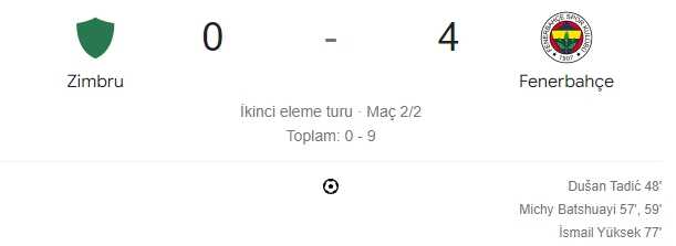 Zimbru Fenerbahçe maçı kaç kaç, bitti mi? MAÇ SKORU! Zimbru FB maçı kaç kaç, canlı maç skoru! Zimbru Fenerbahçe canlı maç anlatımı!
